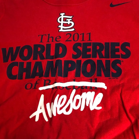 St Louis World Series 2011 Champs Mens Medium Size Red Color Graphic T-Shirt - Picture 2 of 3